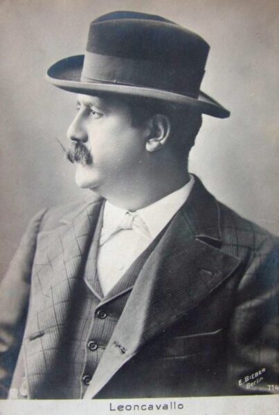 Ruggero Leoncavallo, in profile on a postcard.